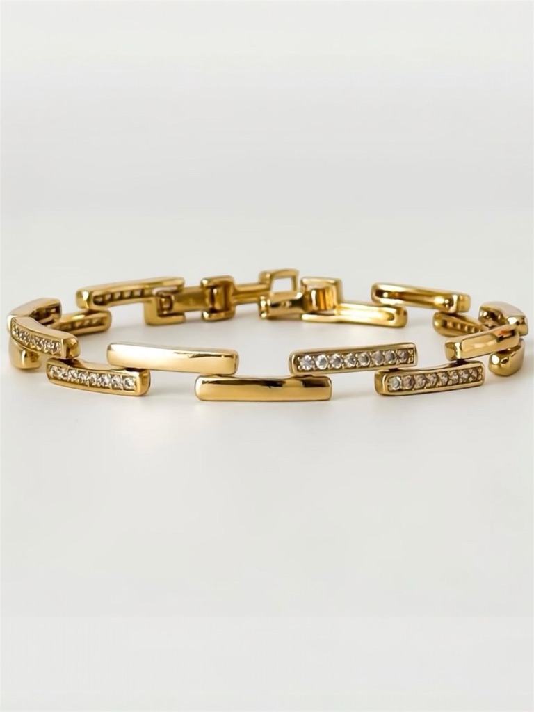Chain Bracelet 14k Gold Plated Cubic Zirconia Statement Dainty Jewelry 36$